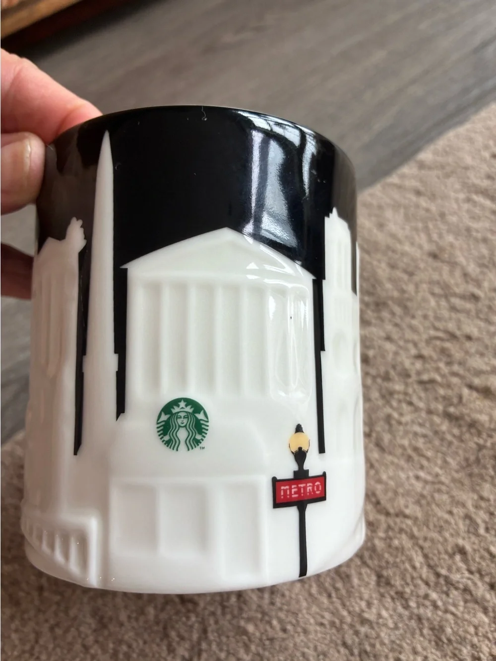Starbucks Paris Mug 2011 Collector Series 16oz Black White Embossed City Coffee